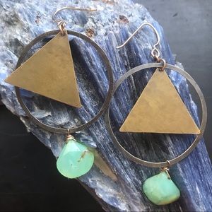 handmade brass + chrysoprase earrings